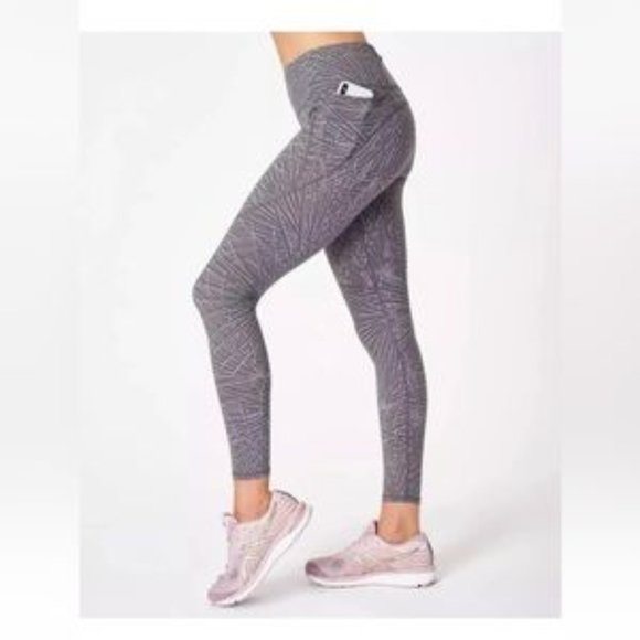 SWEATY BETTY The Power 7/8 Moonrock Purple Palm Workout Legging Size XS - Picture 1 of 5